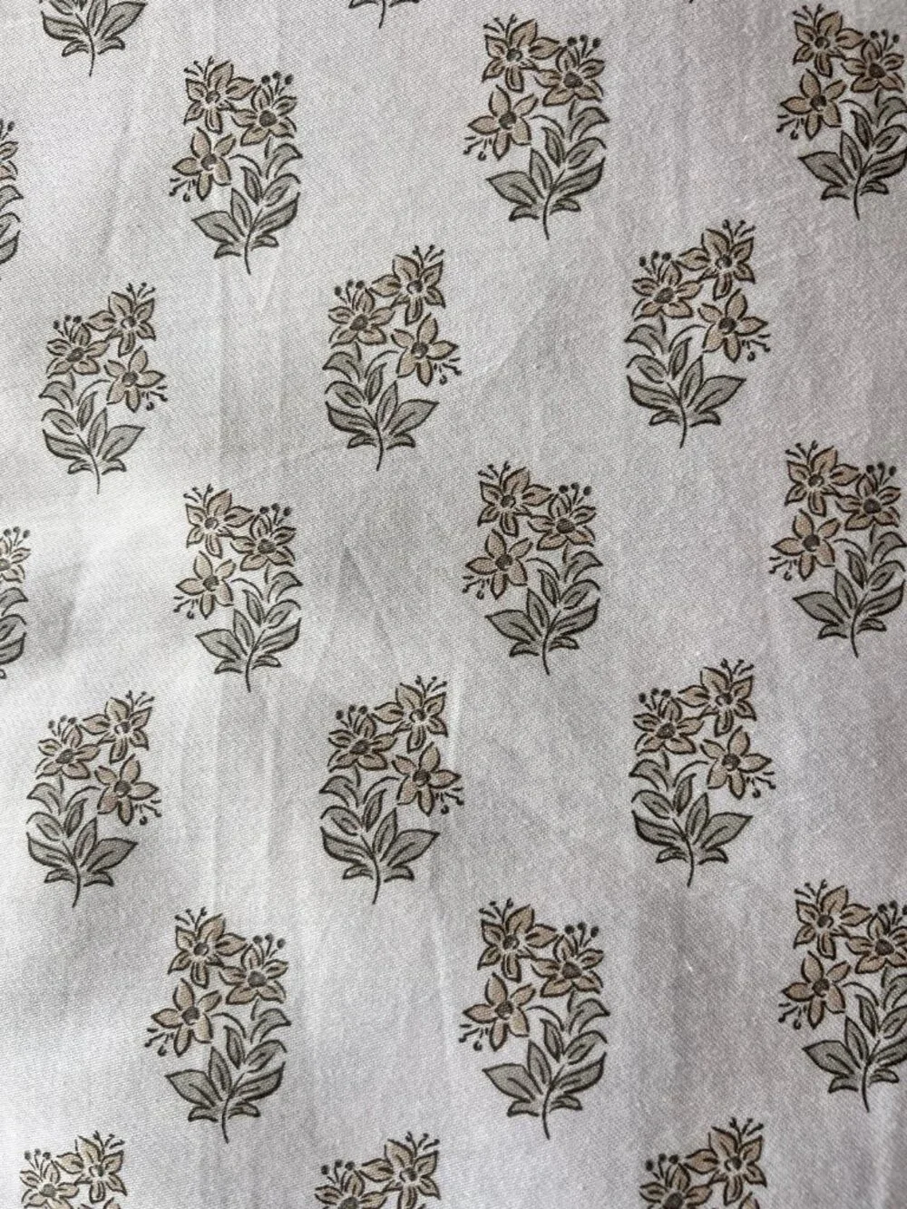 SHABBY CHIC 2-Pc KING Sheet Set 100% Cotton Brown Tan Flowers Cottage Garden